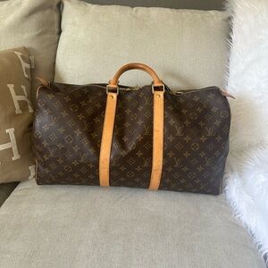 Louis Vuitton Travel Bag in Brown with Tan Accents
